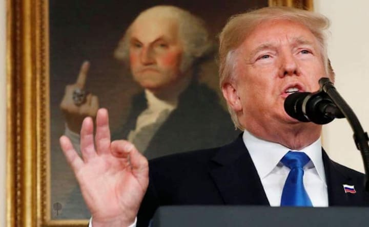 George Washington flicking off Donald Trump