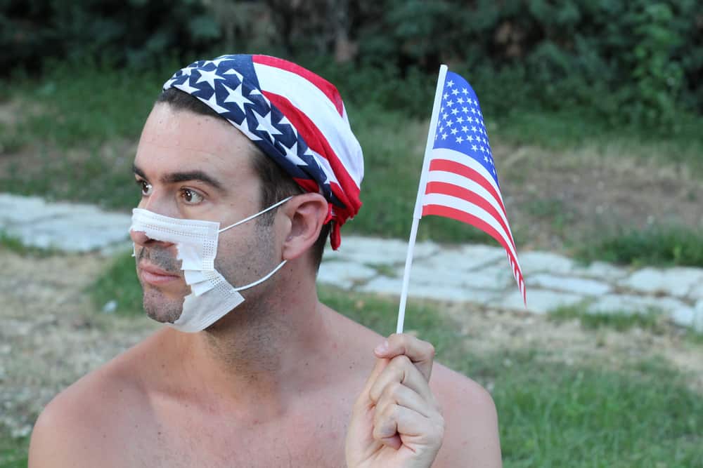 Anti Masker with an American flag