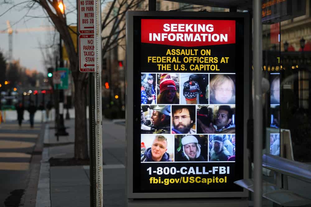 Subway sign saying "Seeking Information on January 6th Capitol riots"