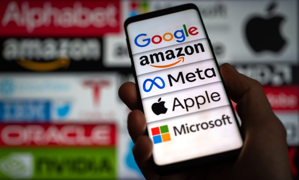 Big Tech Companies on a Phone Screen