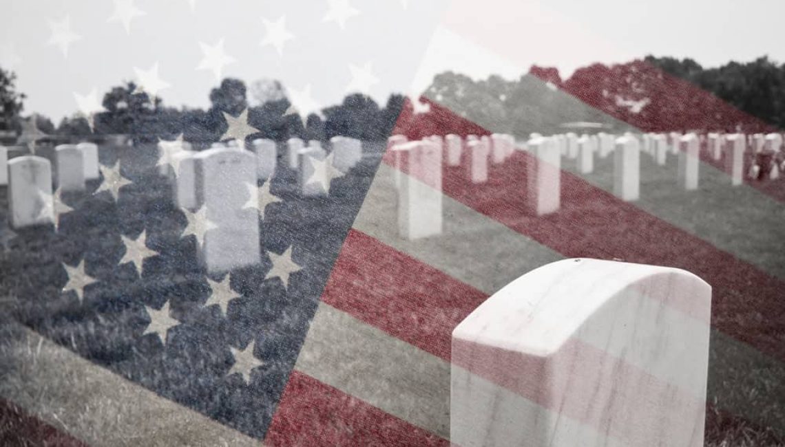 A,Composite,Image,Of,Arlington,Cemetery,With,The,American,Flag