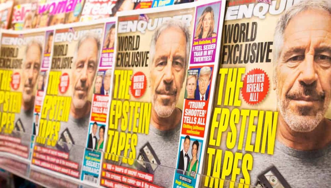 Tabloids showing Jeffrey Epstein story