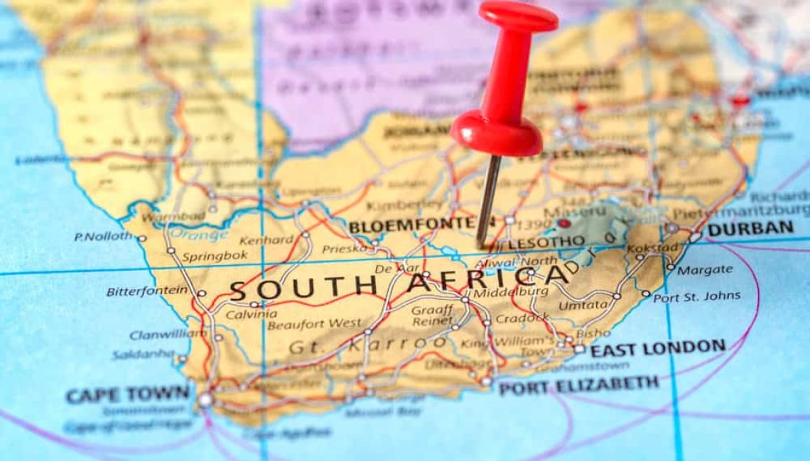 Push pin on Territory of South Africa